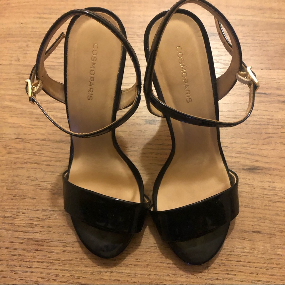 ❤️Cosmoparis Black Patent Leather High Heel Sandals Size 36